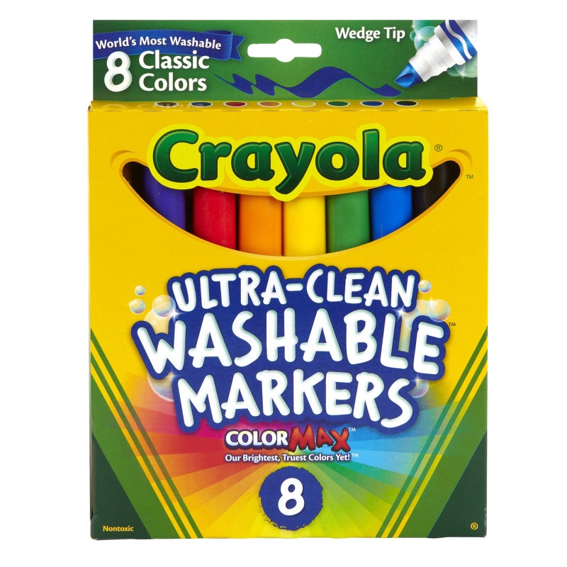 Wedge Tip 8 Ct Washable Markers