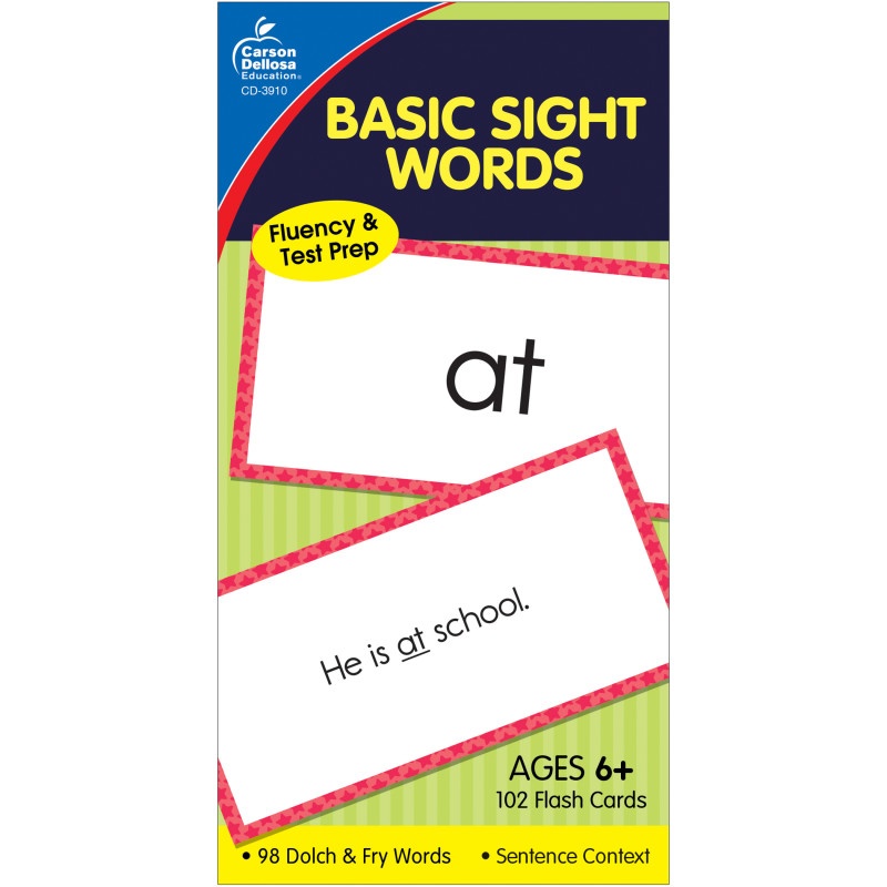 Flash Cards Basic Sight Words 6 X 3