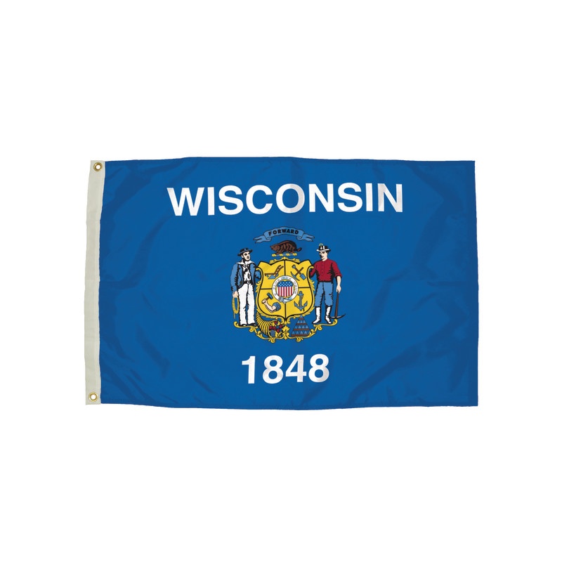 3X5 Nylon Wisconsin Flag Heading & Grommets