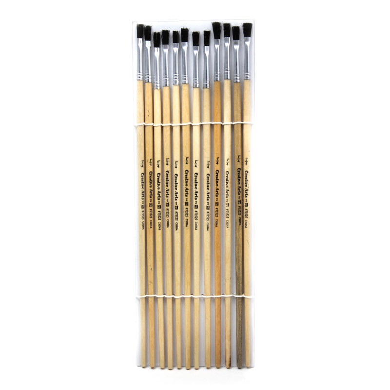 Brushes Easel Flat 1/4In Bristle 12Ct