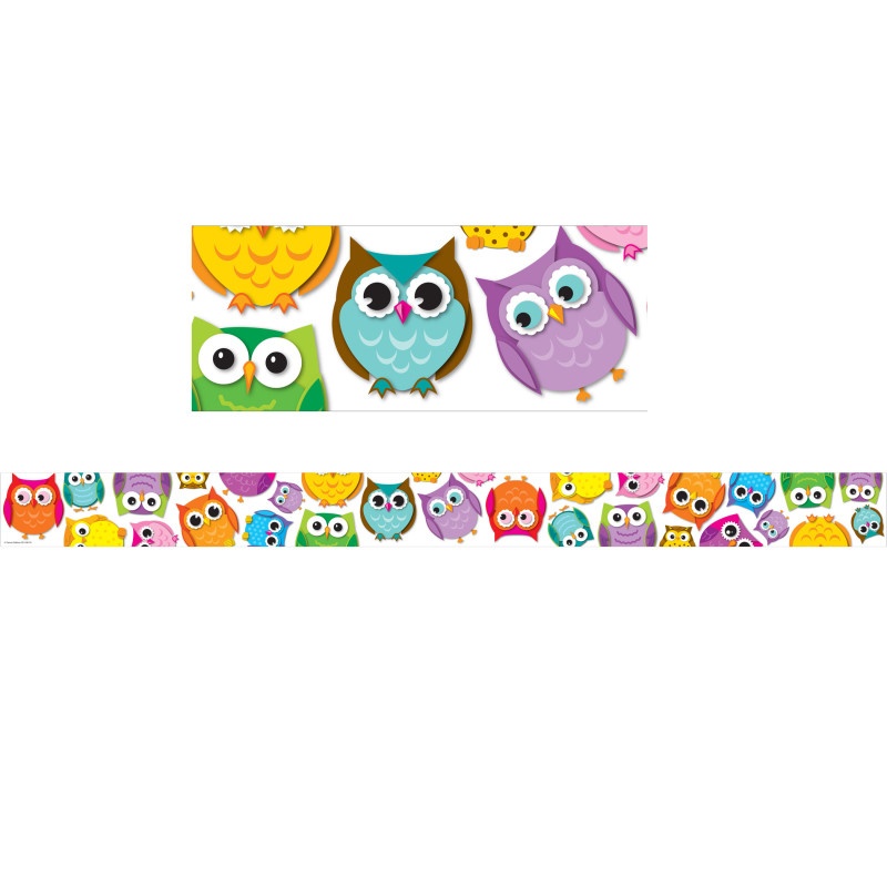 Colorful Owls Border