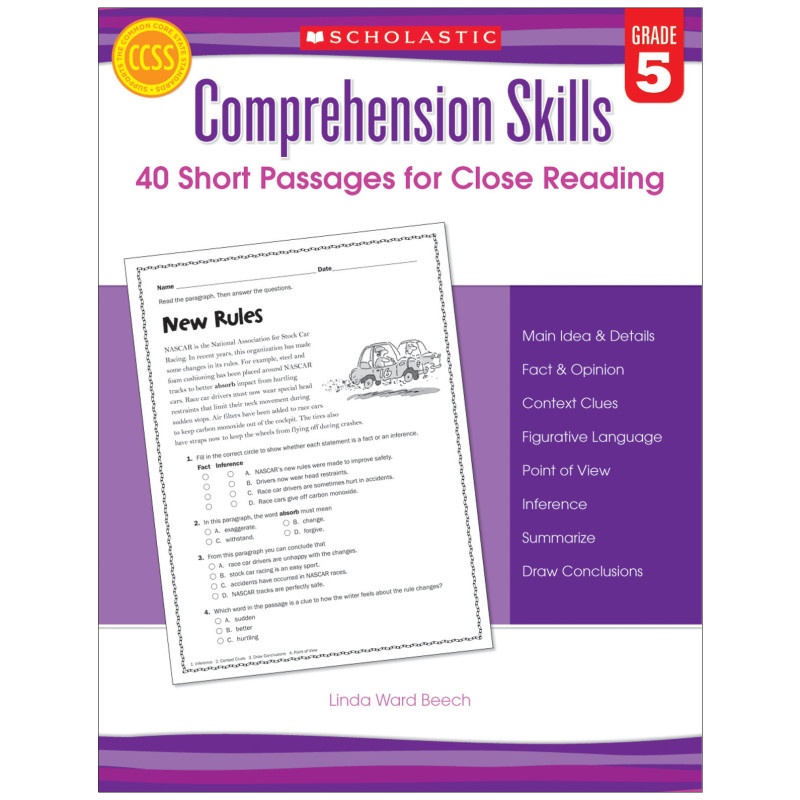 Comprehension Skills Gr 5 40 Short Passages For Close Reading