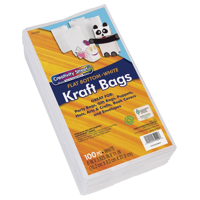 White Kraft Bag 100 Pack 6 X 3-5/8 X 11