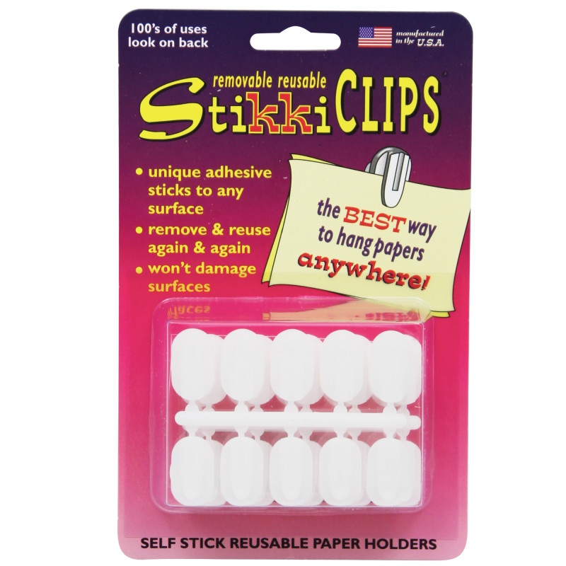 Stikkiclips 30 White Clips Per Pkg