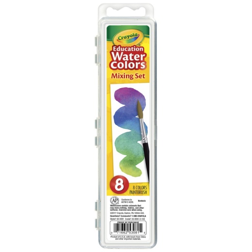 Watercolor Mixing Set 8 Semi Moist Oval Pans 1 Taklon Brush
