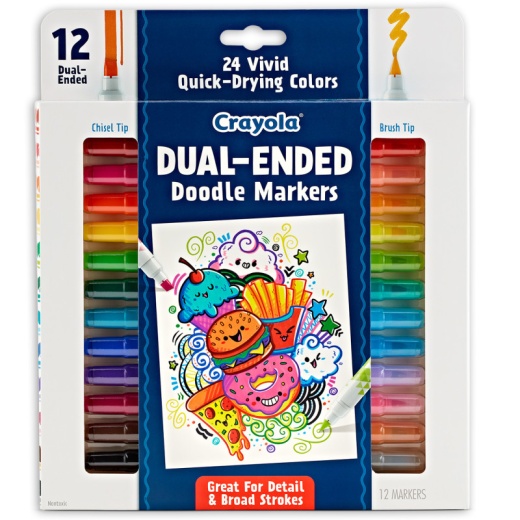 Crayola Dual-Ended Doodle Marker 12Ct Doodle & Draw