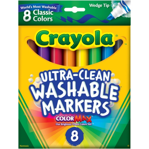 Wedge Tip 8 Ct Washable Markers