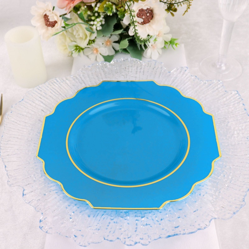 10 Pack Turquoise Hard Plastic Dessert Appetizer Plates