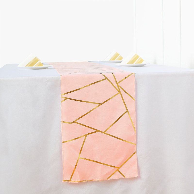 Gold Glamorous Column Print Table Runner, Disposable Paper Table Runner 9ft