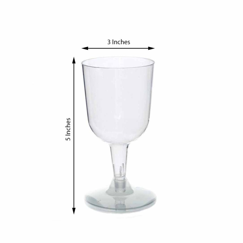 6PCS/set Disposable Plastic Wine Glasses Clear Stemmed Plastic