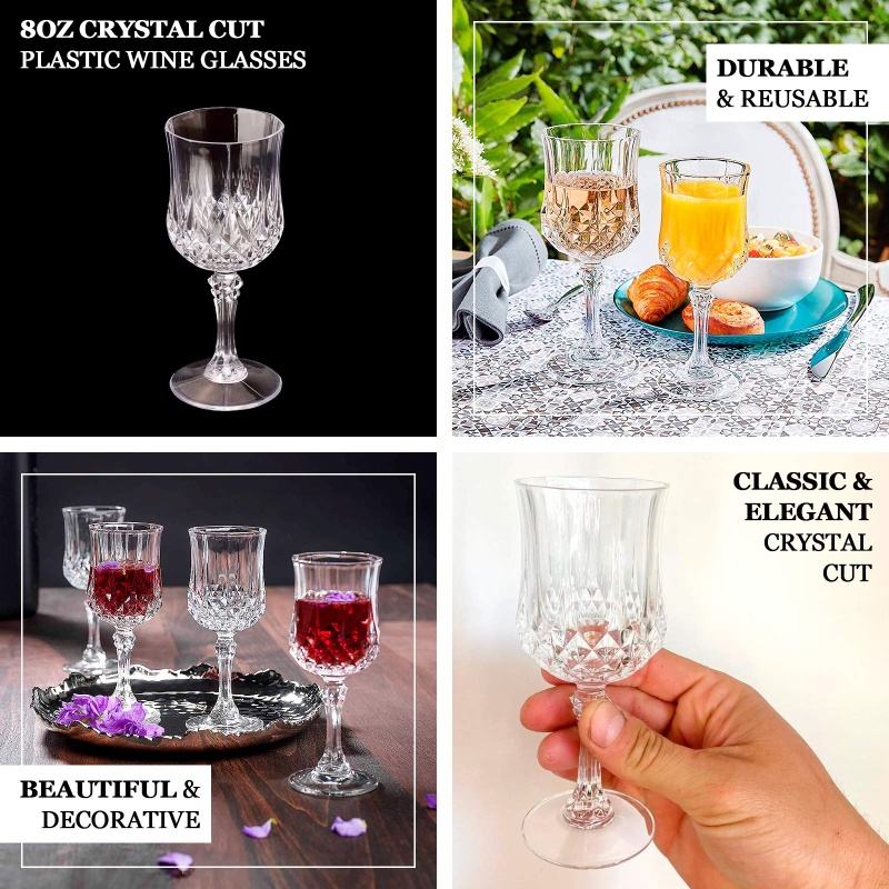 10 oz Crystal Cut Disposable Plastic Wine Goblets