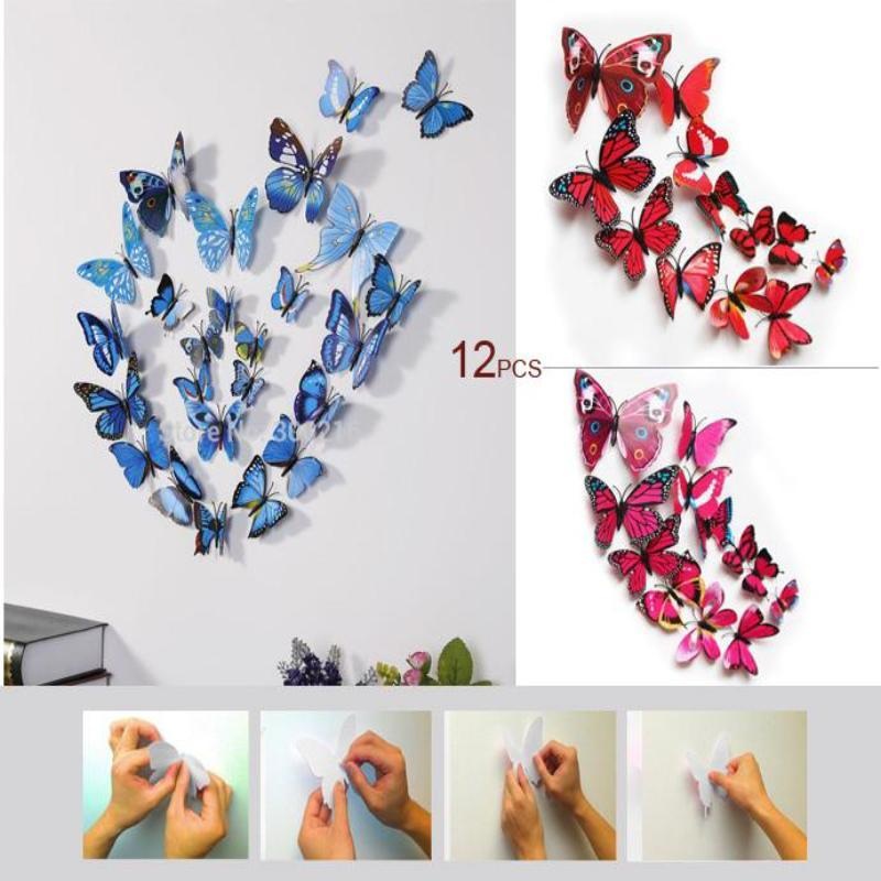 12 Pack 3D Butterfly Wall Decals Stickers DIY– Green Collection