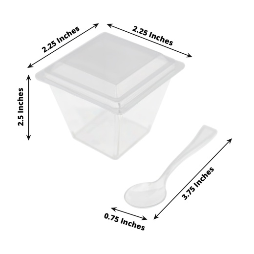 50 Pack - Clear 2.25 x 2.25 Appealing Mini Square Disposable Dessert Plate