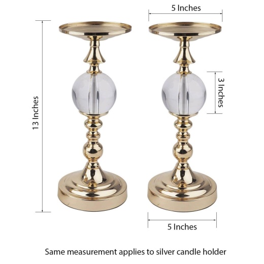 2 Pack Gold Metallic Pillar Candle Holder Set, Votive Candle