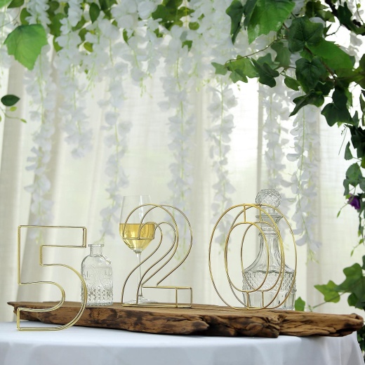 Gold Freestanding 3D Decorative Wire J Letter, Wedding