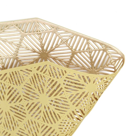 6 Pack Gold Geometric Woven Vinyl Placemats, Non-Slip Dining Table