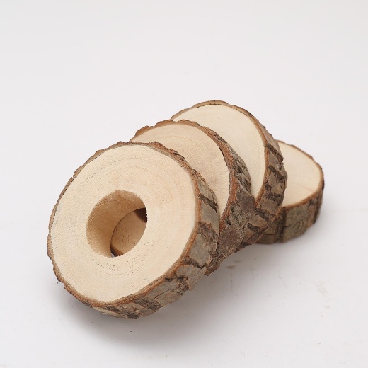 4 Pack Boho Rustic Natural Birch Wood Napkin Ring Wood Slices, Farmhouse  Napkin Holders 3