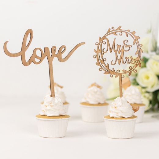 Mr. & Mrs. Twisted Wire Cake Topper - Gold