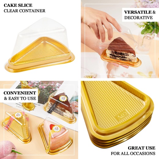 Cake Slice Container (50 Pack) - 1 Compartment Clear Plastic Trays