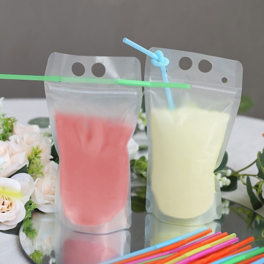 50 Pcs Clear Drink Pouches Bags,heavy Duty Hand-held Stand Up Bag For  Freezing Juice Cold Drinks(500ml)