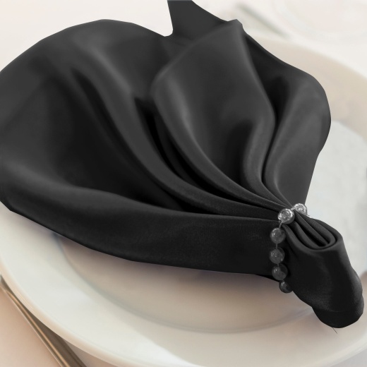 5 Premium 20 x 20 Scuba Polyester Dinner Table Napkins Black