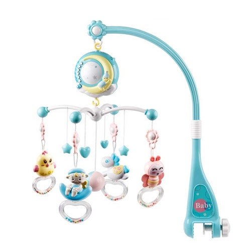 Babyluv Baby Musical Crib Bed Bell Rotating Mobile Star Projection Nursery Light Baby Rattle Toy W/ Music Box Remote Control