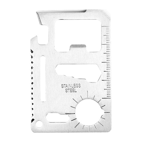 iMounTEK 11 In 1 Stainless Steel Multi-Tool Credit Card Wallet Portable  Survival Pocket Tool Beer Can Opener Knife Fruit Peeler Wrench Saw Blade