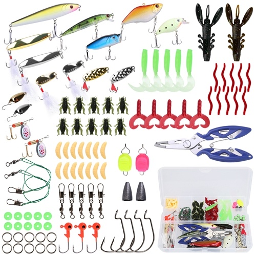 Lakeforest 101Pcs Fishing Lures Kit Soft Plastic Fishing Baits Set Spoon  Fishing Gear Tackle With Soft Worms Crankbaits Box For Freshwater Saltwater  To Bait Bass
