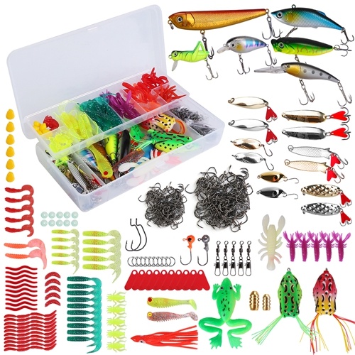 Lakeforest 375Pcs Fishing Baits And Tackle Box Saltwater Freshwater Fishing Lures Kit