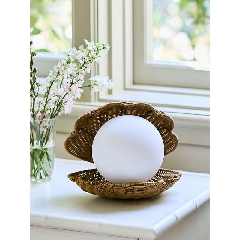 Handmade Wicker Bedside Lamp - Shell Lamp