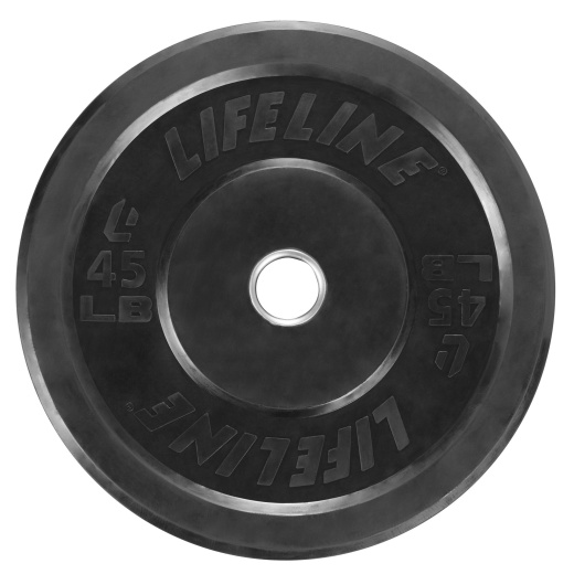 Lifeline Fitness Rubber Olympic Bumper Plates | Single| No-Bounce Floor Protection Rubber Wrap - 10/15/25/35/45Lb