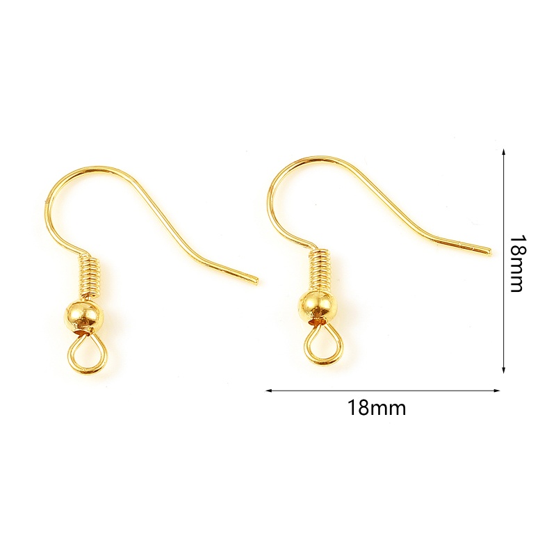Copper Ear Wire Hooks Earring 18K Real Gold Plated W/ Loop 18Mm X 18Mm, Post/ Wire Size: (21 Gauge), 20 Pcs