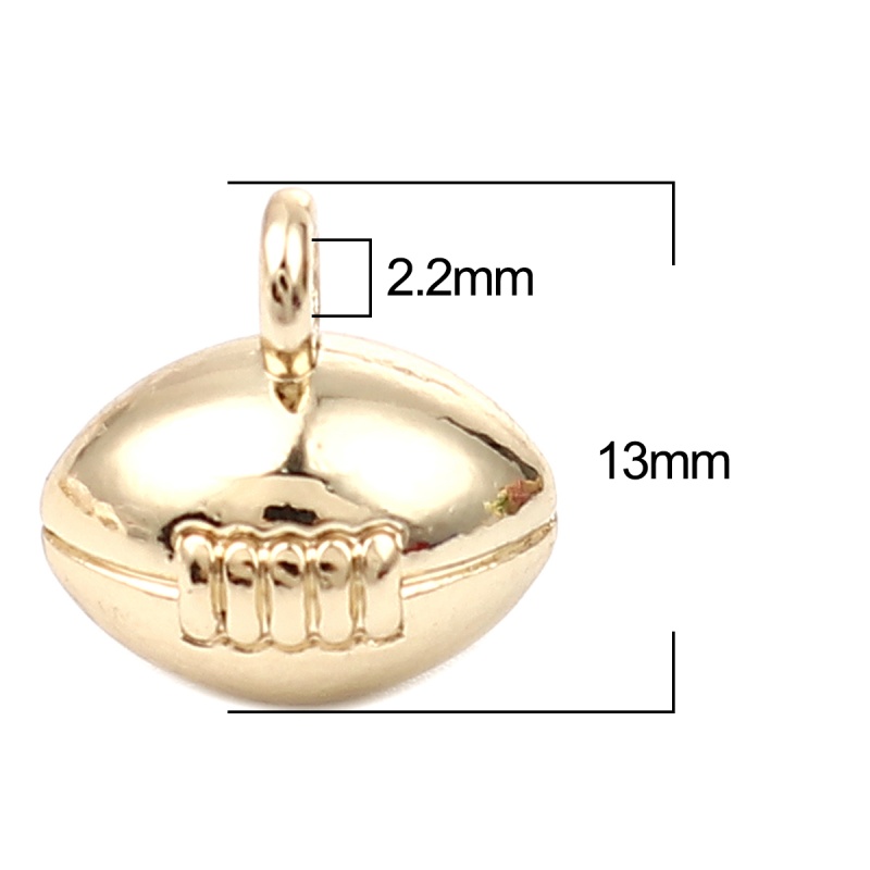 Zinc Based Alloy Sport Charms Football 16K Real Gold Plated 13Mm X 13Mm, 5 Pcs