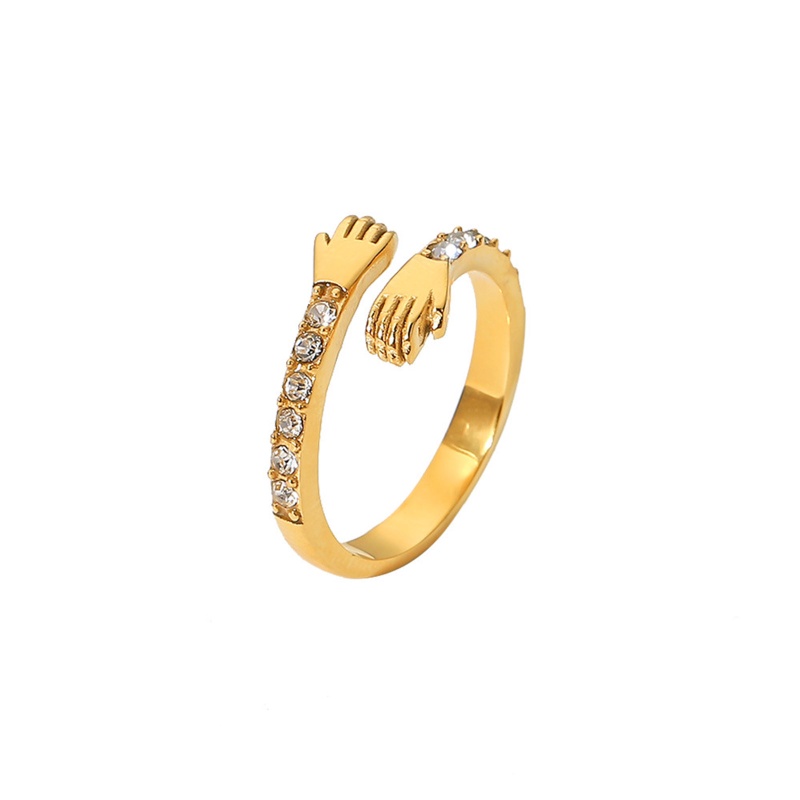 Eco-Friendly Exquisite Stylish 18K Real Gold Plated 304 Stainless Steel Open Adjustable Hand Rings For Women Mother's Day 17Mm(Us Size 6.5), 1 Piece