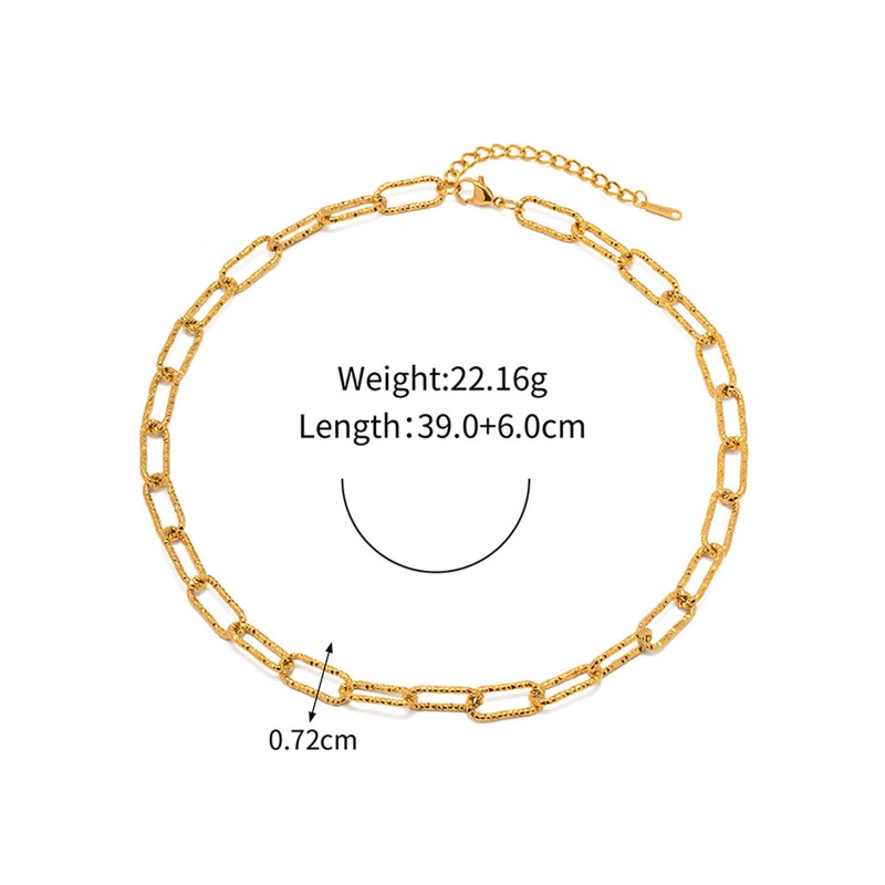 Eco-Friendly Vacuum Plating Minimalist Stylish 18K Real Gold Plated 304 Stainless Steel Paperclip Chain Choker Necklace For Women Party 39Cm(15 3/8") Long, 1 Piece