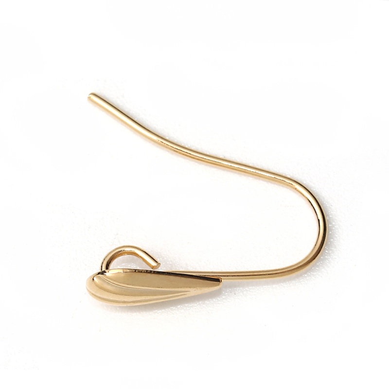 Copper Ear Wire Hooks Earring Findings 18K Real Gold Plated Shell W/ Loop 18Mm( 6/8") X 5Mm( 2/8"), Post/ Wire Size: (20 Gauge), 10 Pcs