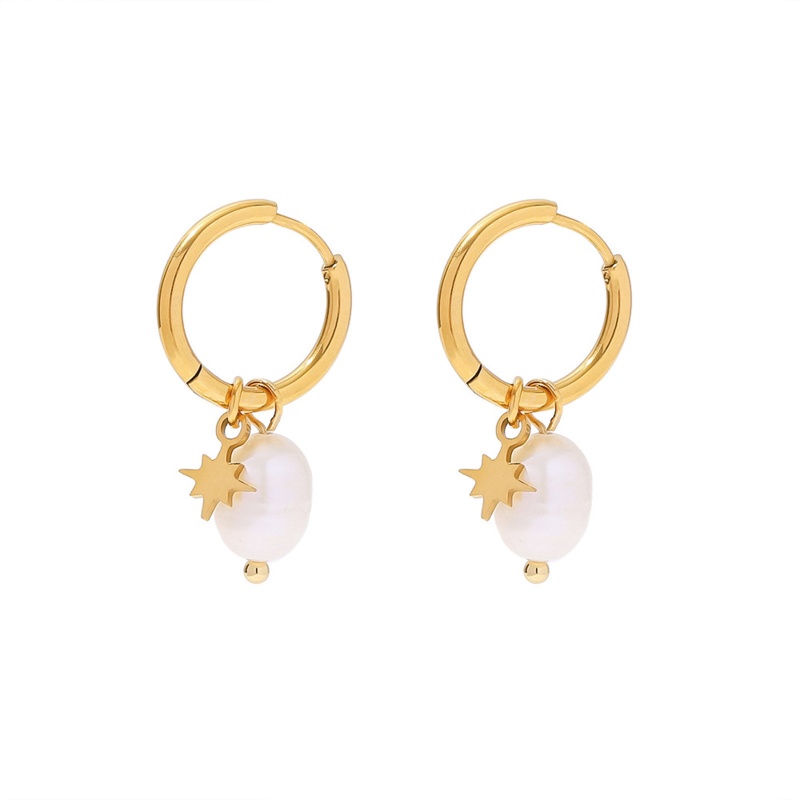 Hypoallergenic Dainty Retro 18K Real Gold Plated 304 Stainless Steel & Natural Pearl Baroque Earrings For Women Anniversary 3.1Cm X 1.6Cm, 1 Pair