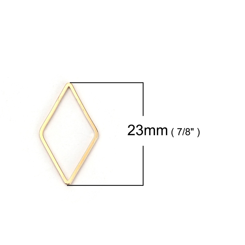 Copper Connectors Rhombus 18K Real Gold Plated 23Mm( 7/8") X 13Mm( 4/8"), 10 Pcs