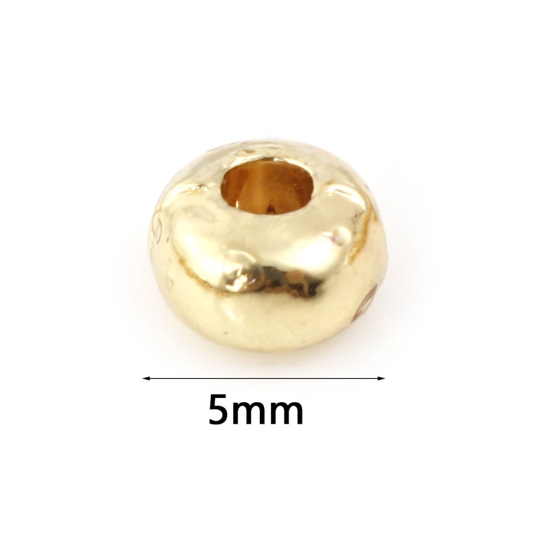 Zinc Based Alloy Crimp Beads Cover Real Gold Plated Round About 5Mm Dia, Hole: Approx 1.6Mm, 20 Pcs