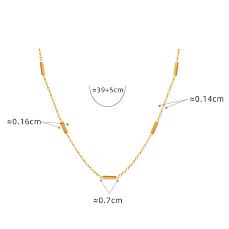 Hypoallergenic Stylish Simple 18K Real Gold Plated 304 Stainless Steel Link Cable Chain Rectangle Splicing Choker Necklace For Women 39Cm(15 3/8") Long, 1 Piece