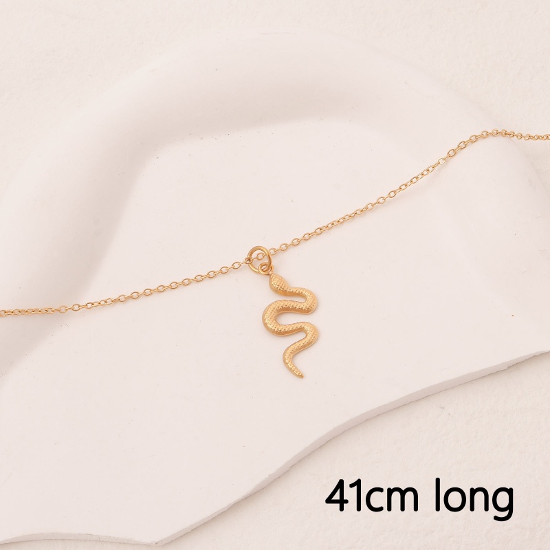 Eco-Friendly Stylish Simple 18K Gold Color 304 Stainless Steel Link Cable Chain Snake Animal Pendant Necklace For Women 41Cm(16 1/8") Long, 1 Piece