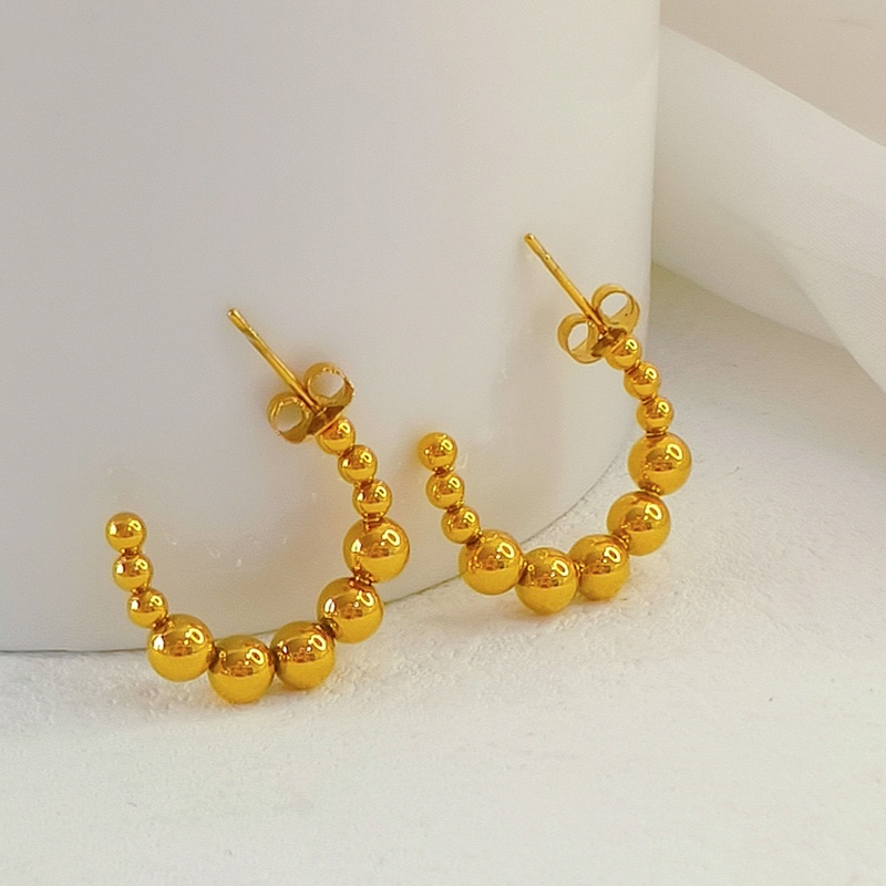 Eco-Friendly Vacuum Plating Simple & Casual Retro 18K Gold Color 304 Stainless Steel C Shape Hoop Earrings For Women Party 21Mm Dia., 1 Pair