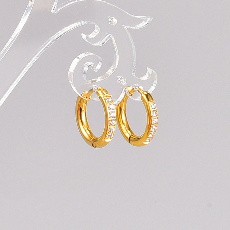 Eco-Friendly Exquisite Stylish 18K Gold Color 316 Stainless Steel Hoop Earrings For Women 15Mm Dia., 1 Pair