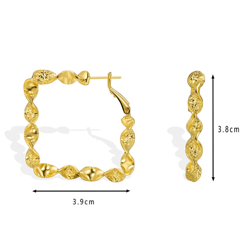 Hypoallergenic Stylish Simple 18K Real Gold Plated Copper Square Hoop Earrings For Women Mother's Day 1 Pair