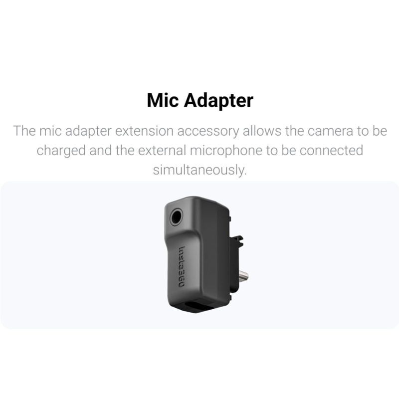 Insta360 X3 Mic Adapter, External Microphone Adapter For Insta360 X3 Camera,Type-C And 3.5Mm Audio Ports Support Charging While Recording
