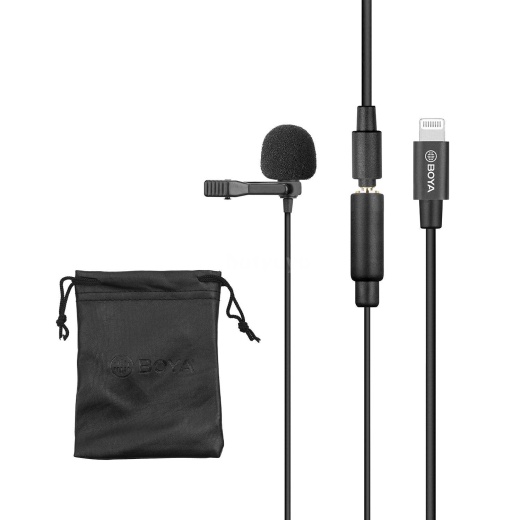 Boya Omnidirectional Condenser Clip-On Lavalier Microphone for iOS Devices