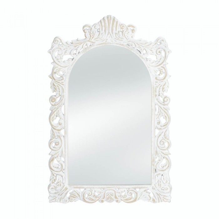 Grand Distressed White Wall Mirror