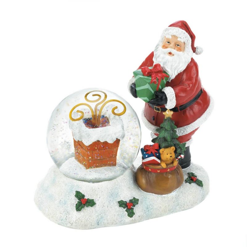 Santa And Chimney Led Snow Globe