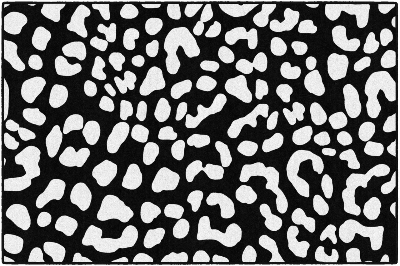 Simply Safari White On Black Leopard 5' X 7'6"