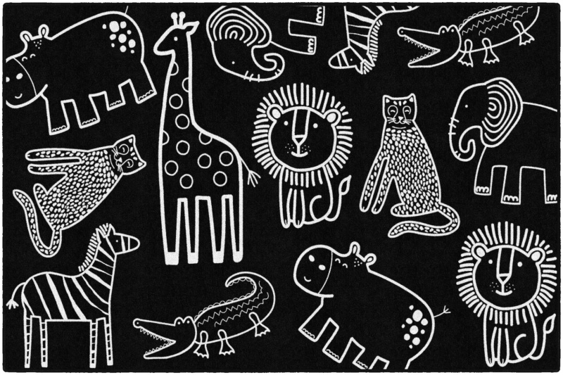 Simply Safari Black and White 5' x 7'6" Rug